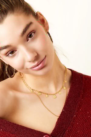 Halskette mehrere Smileys Goldfarbe Edelstahl h5 Bild2